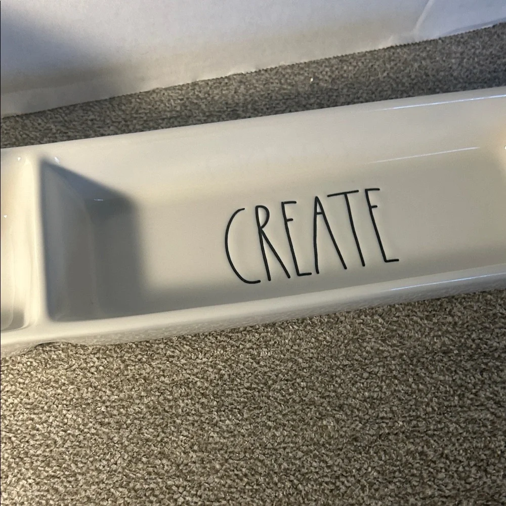 Rae Dunn CREATE Ceramic Vanity Tray and Tumbler Set - White